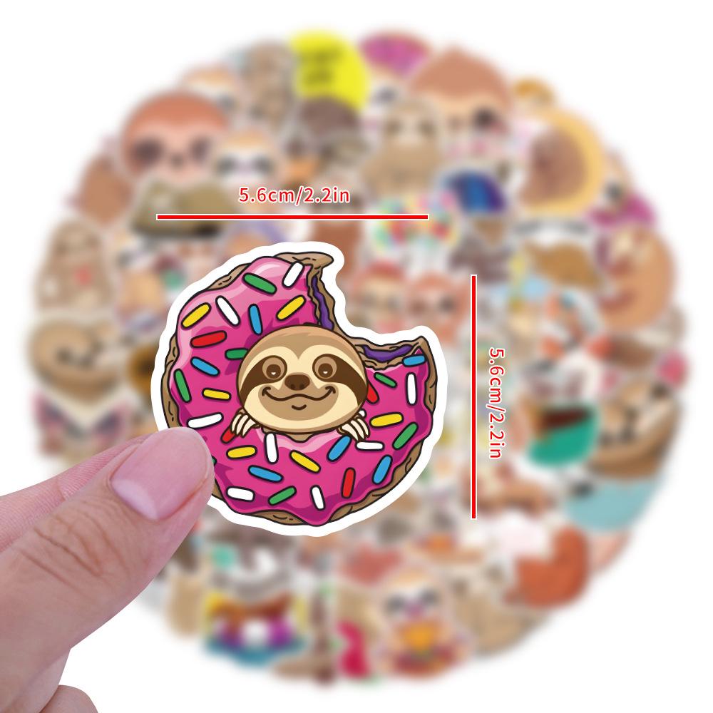 100 Waterproof Cute Sloth Graffiti Stickers for Suitcases, Notebooks, and Scooters