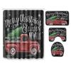 Christmas Shower Curtain Floor Mat Combination Four-Piece Set Bathroom Toilet Carpet Shower Room Mat Foot Mat