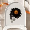 Removable Adhesive Toilet Clings Spooky Crack Ghost Tank Lid Sticker, Halloween Horror 3D Broken Wall Zombie Indoor Scene Setters Seat