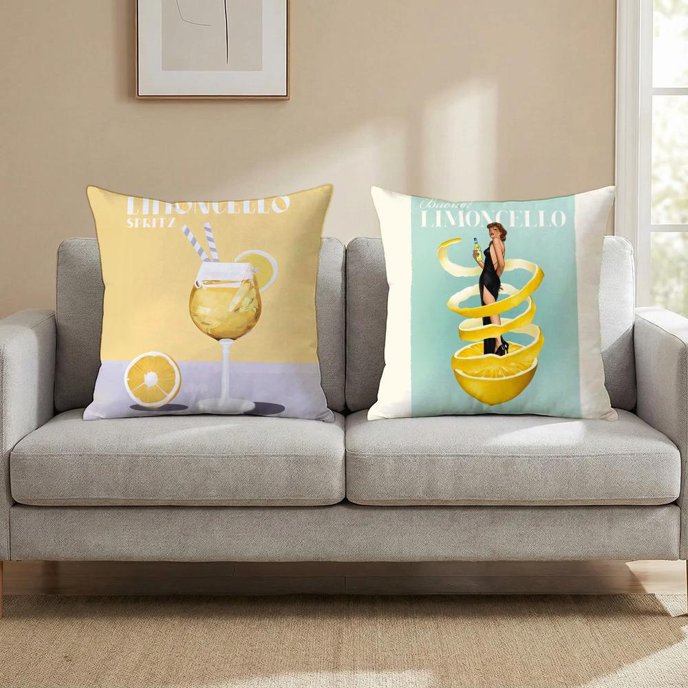 Limoncello Cocktail Kissenbezug Mehrzweck-Kissenbezug für Zuhause & Auto - Wendbar, Weich & Strapazierfähig für den täglichen Gebrauch