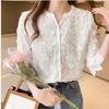 Women's Short Sleeve Lace Blouse Summer Tops Embroidery Floral White Shirt