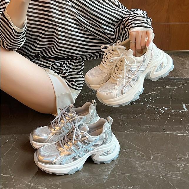 7.5Cm Korean Version Retro Thick-soled Heightening Dad Shoes Women's 2025 New Summer Breathable Sports and Leisure Shoes
