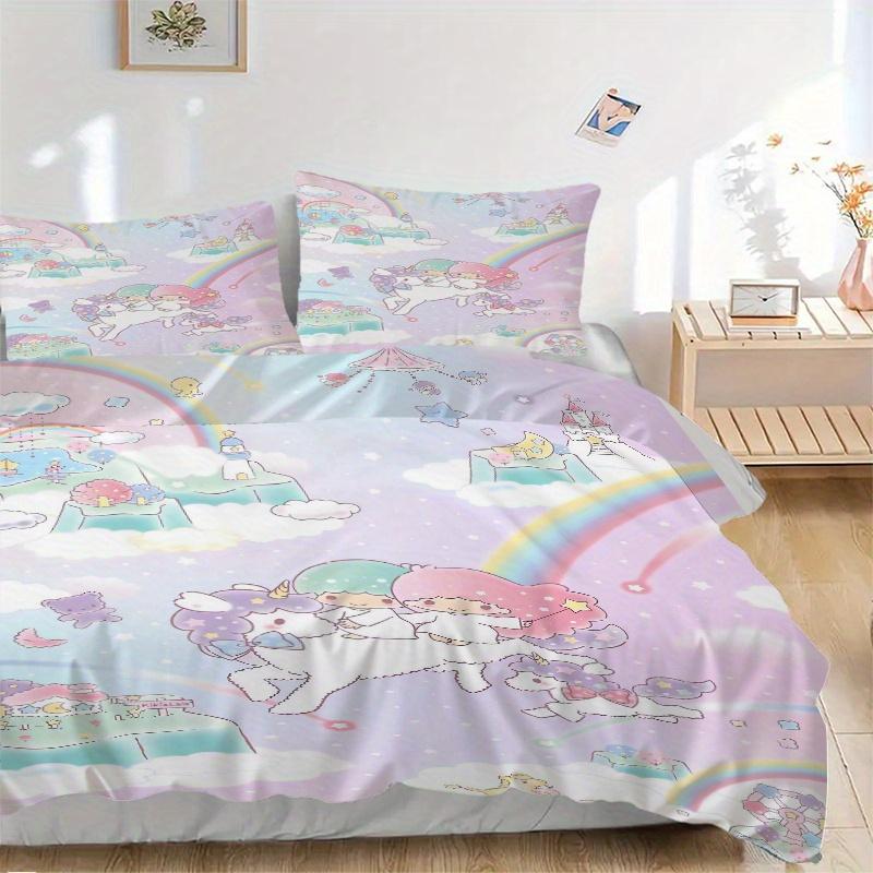 

3pcs Sanrio Colorful Little Twin Stars Bedding Set - Includes Quilt Cover and Pillowcases, Suitable for All Seasons, Machine Washable - Idea 135x200cm