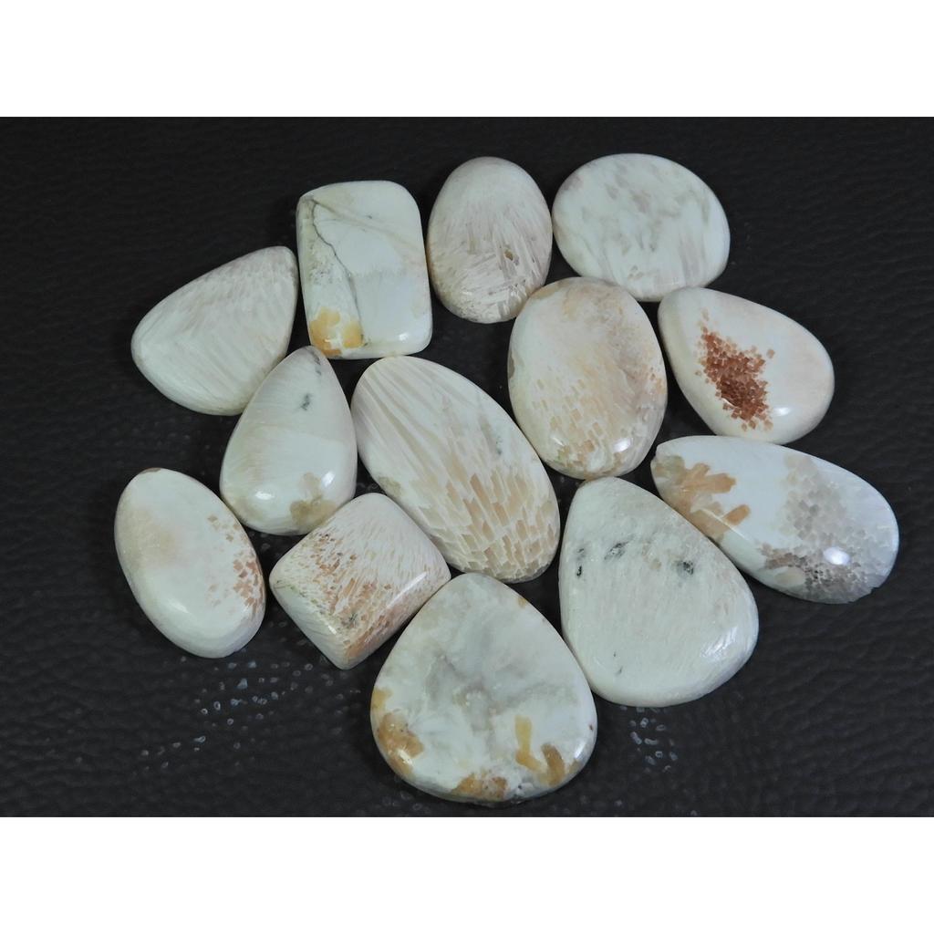 14Pcs Natural Scolecite Mix Cabochon Loose Gemstone Lot 267Cts. A-760