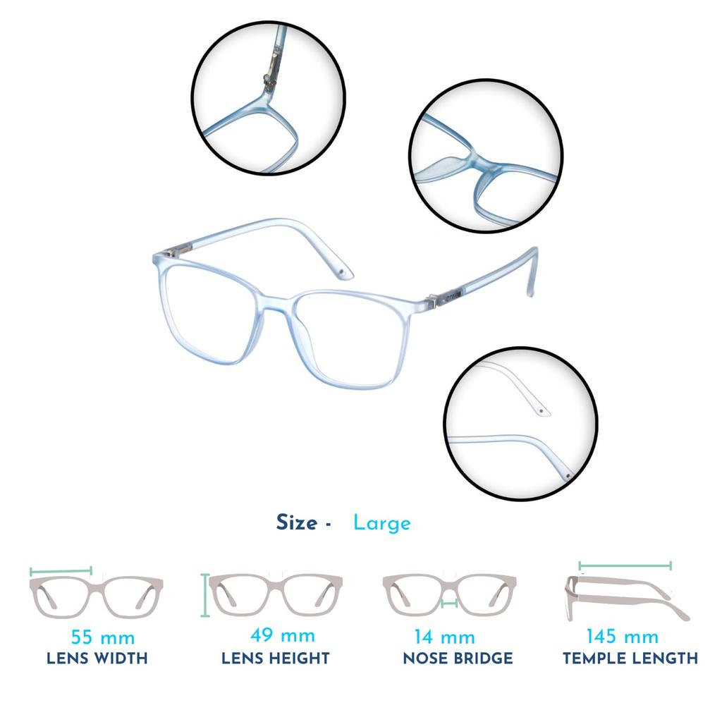 ENRICO Bluno Square Zero Power Computer Glasses for Men | Anti-Glare Blue Light Filter Computer Glasses for Eye Protection from Laptop/Mobile Scr