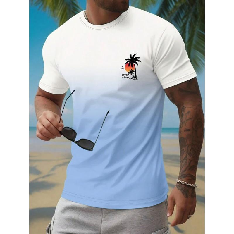 Summer Casual Everyday Men's Short Sleeve Top Hawaiian Men's Fashion T-shirt Outdoor Beach Men's Crew Neck T-shirt 3D Print
