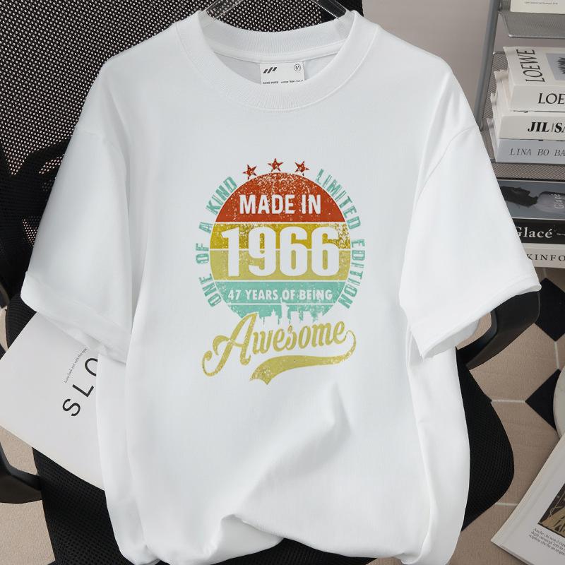 HighQuality Cotton TShirt for Unisex 1966 60th Birthday Unisex Loose Oversized Clothing O Neck Short Sleeve Tees Streetwear Top