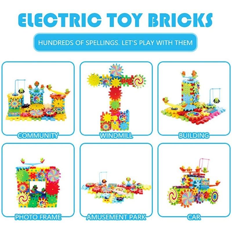 81 Piece DIY Gear Building Blocks Toy Set Learning Blocks Motorized Spinning Gears Construction Toy Kids DIY Gift