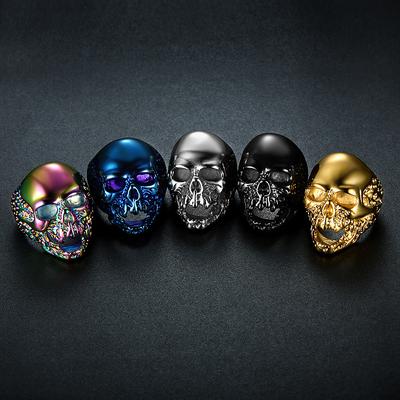 S925 Silberring für Männer und Frauen, Retro Zombie Totenkopf Ring, Hip-Hop Ring