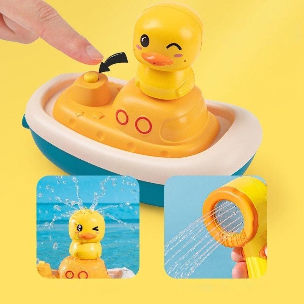 Small Yellow Duck Bathtub Toy Spray Water Water Toys Funny Baby Shower Set  Kids