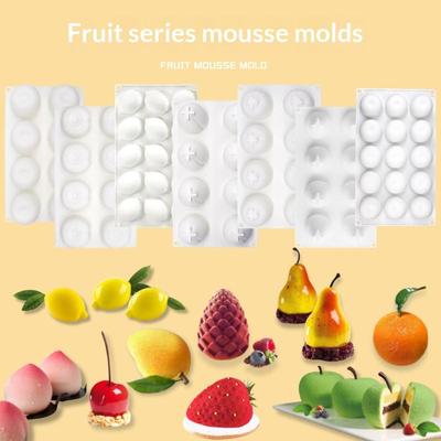 §Cherry Persimmon Pomegranate Strawberry Lemon Durian Fruit Series Cake Silicone Mold Baking Mousse Mould Cake Decoration