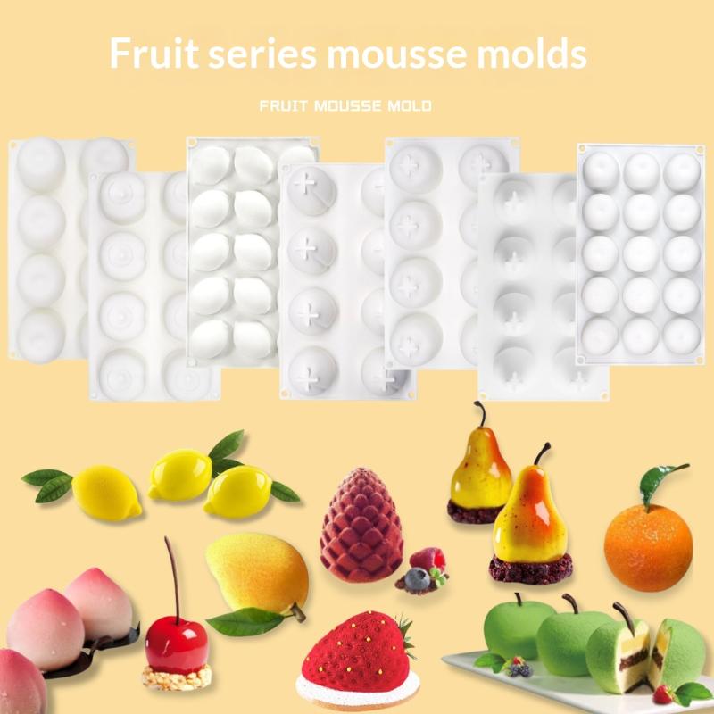 New Cherry Persimmon Pomegranate Strawberry Lemon Durian Fruit Series Cake Silicone Mold Baking Mousse Mould Cake Decoration