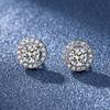 Fashion 1 Carat Round Zircon Stud Earrings For Women Luxury Geometric Jewelry