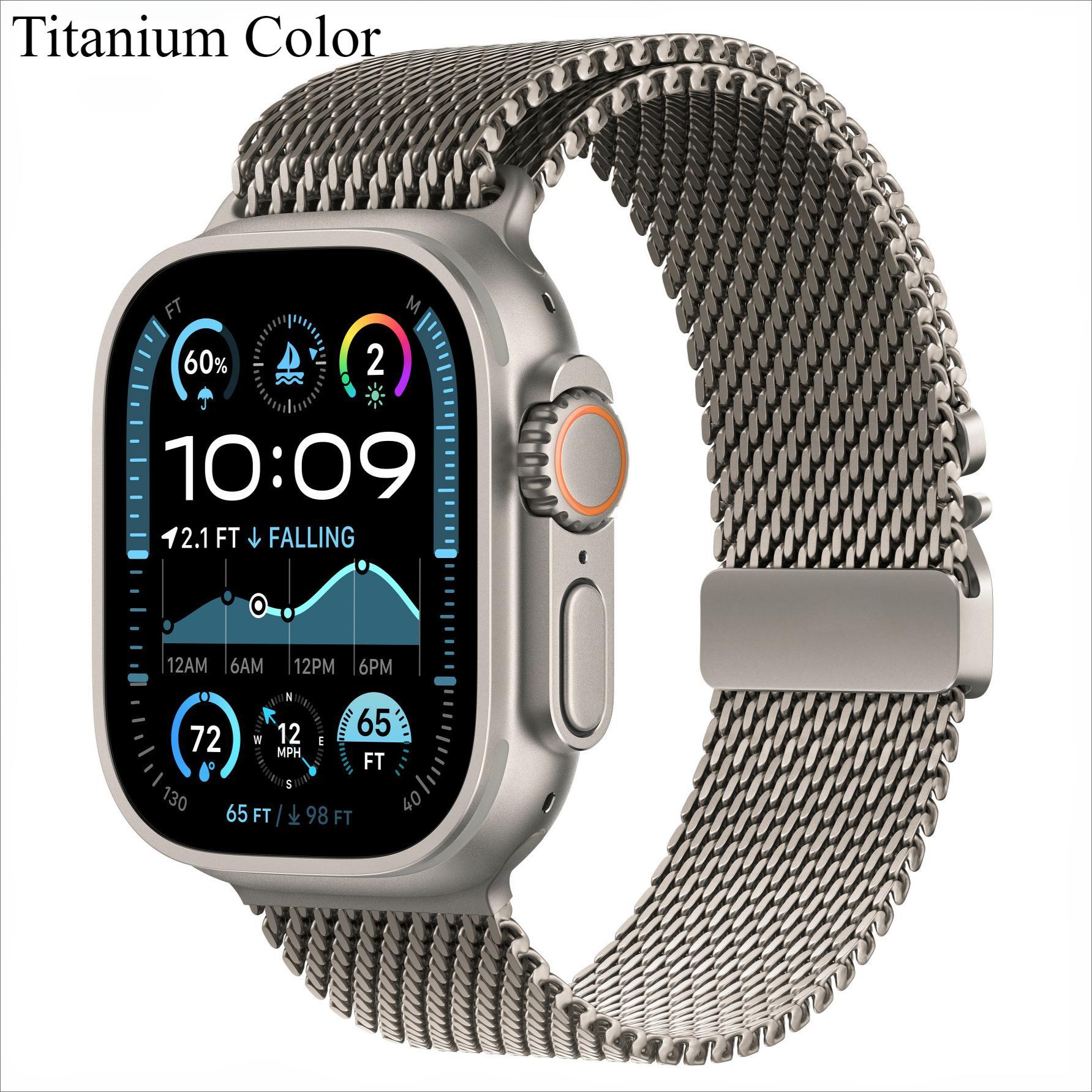 

Ремешок Milanese Loop из титана для Apple Watch Ultra band 49/45/46/44/42 мм, браслет iWatch series 10 9 8 7 6, ремешок для наручных часов For 49mm Ultra 1/2