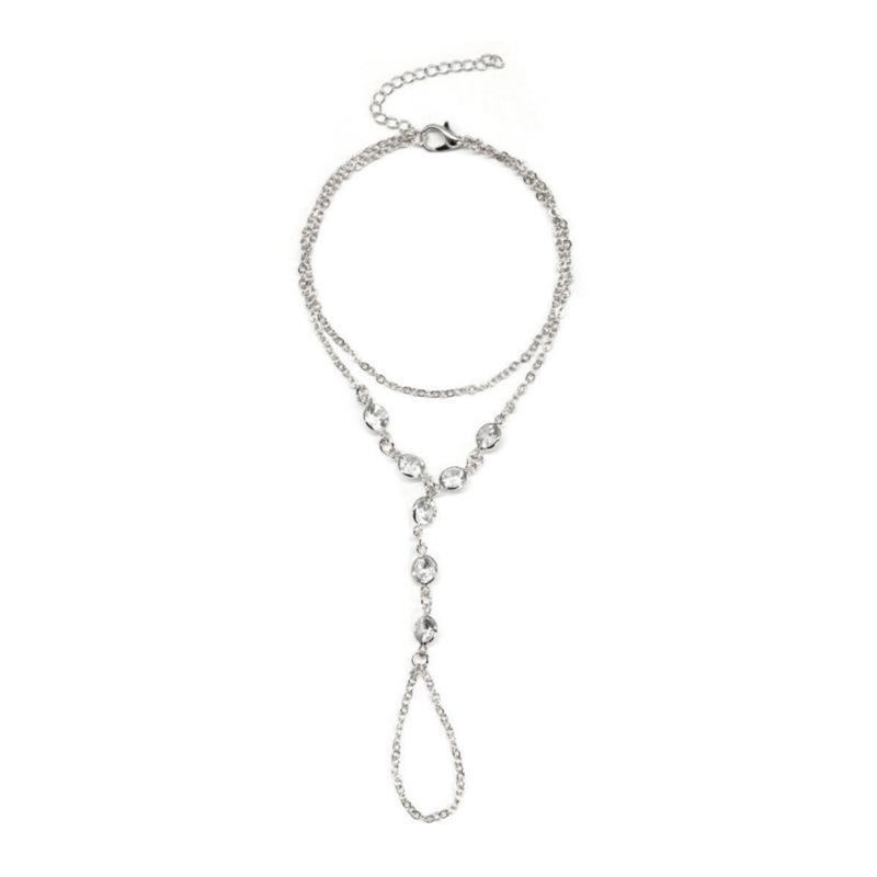 Summer women's fashion versatile, alloy with diamond finger, double-sided diamond finger bracelet