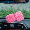 1 Fuzzy Plush Dice with Dots Retro Square Plush Hanging Mirror Fuzzy Dices Kid Toys for Pink Car Interior Ornament Decoration