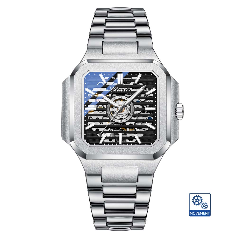 CHENXI High-end Mechanical Watch for Men Square Classic Style Automatic Hollow Mechanical Watch for Gentlemen watches for man