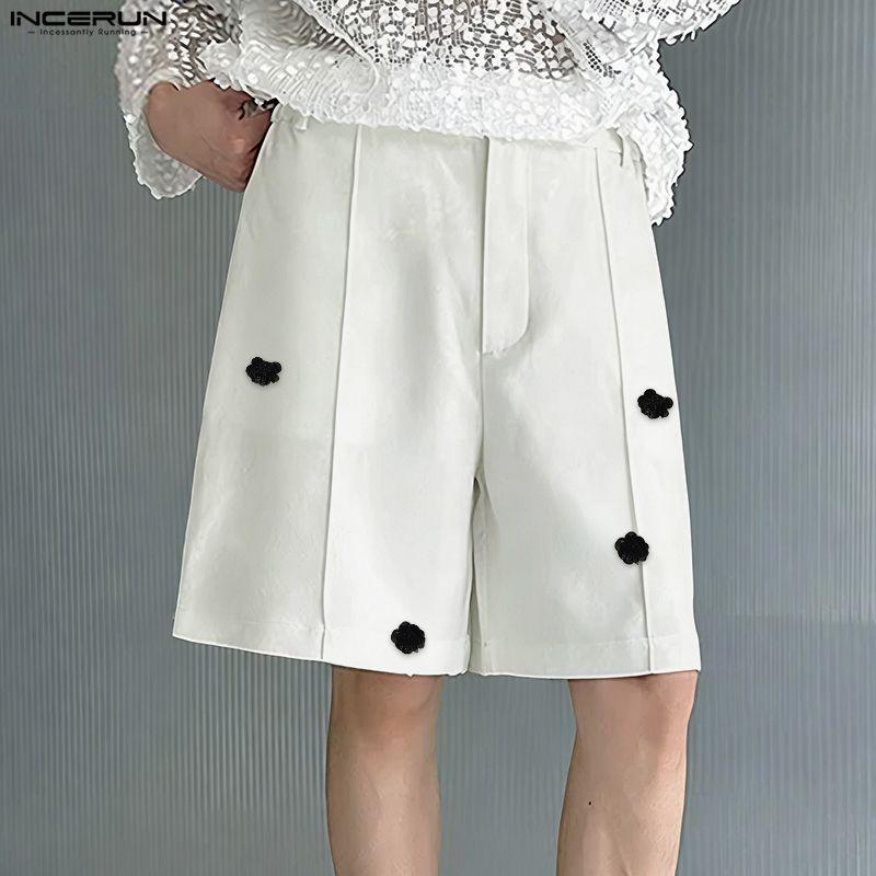 INCERUN Summer Men Zip-up Waist Flowers Casual Loose Shorts Half Pants