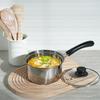 PEARL METAL HB-6511 14cm Stainless Steel Saucepan with Glass Lid, Induction Compatible, Vegic