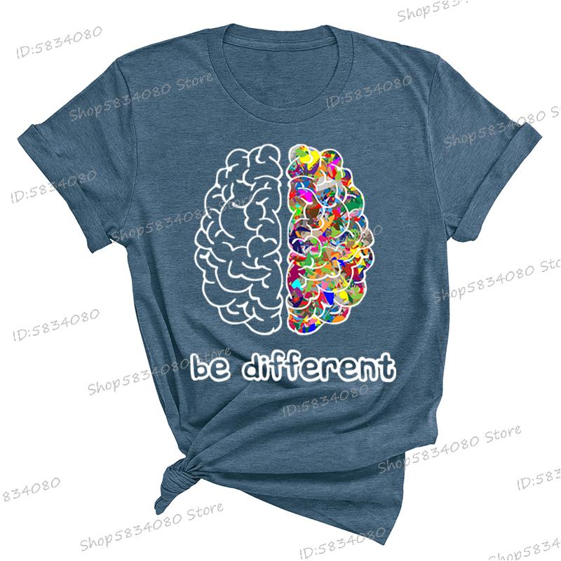 Autism Awareness Day Essential Tshirt Autist Brain Be Different Graphic T Shirts Autism Awareness Crew Neck Short Sleeve Tshirt