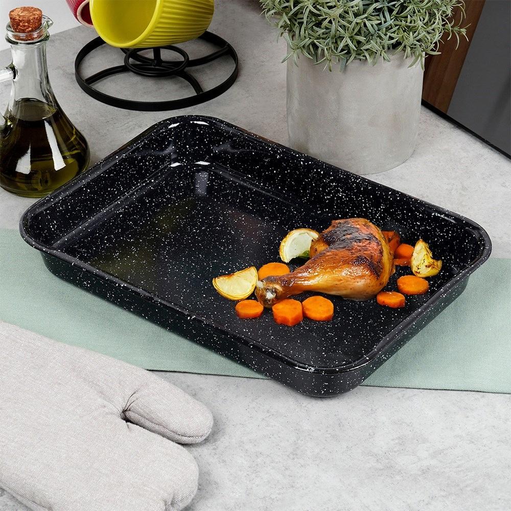 Rectangular Enameled Roasting Pan 34x24x4.5x4.5 Cm