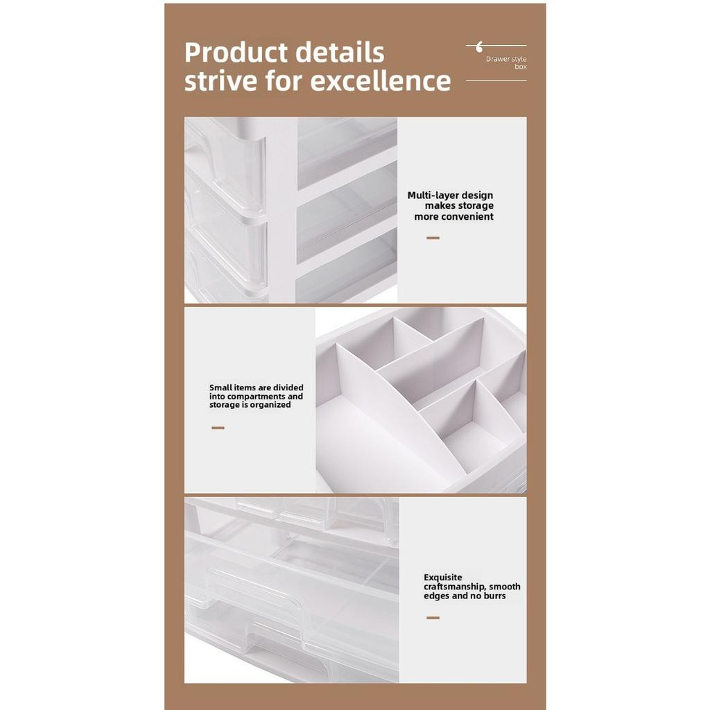 Stolní zásuvkový úložný box na kosmetiku, Polička na šperky na toaletní stolek, Průhledný třídicí plastový úložný box