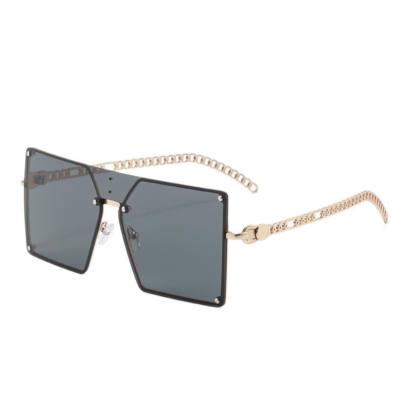 Cross-Mirror One-Piece Box Internet Celebrity With The Same Korean Trend Fashion Women'S Style Chain Large Frame Women'S Sunglasses