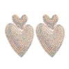 Digadagu Metallic Colorful Rhinestone Heart Earrings Women's Pop Exaggerated Dangle Earrings Party Jewelry Accessories