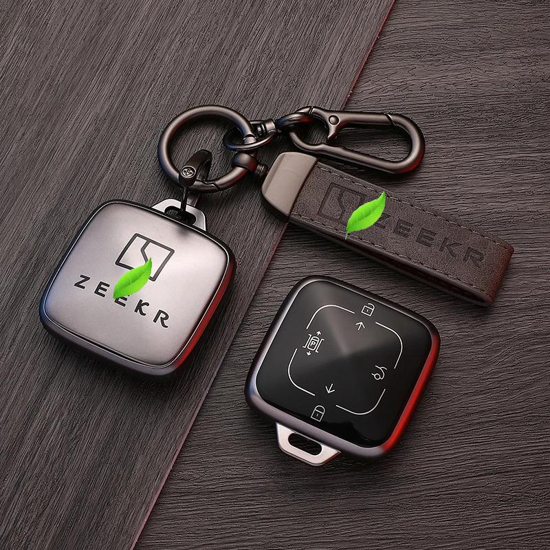 Voor Geely Zeekr 001 7X X 007 009 Leren Auto Afstandsbediening Sleuteletui Sleutelhouder Fob Nfc Bluetooth Metaal Slimme Sleutel Sleutelhanger Accessoires