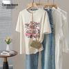 Sibaishe Damen Kurzarm-T-Shirt mit Cartoon-Print