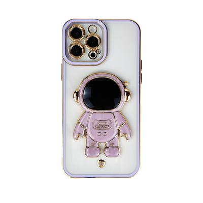 Luxury Plating Astronaut Holder Phone Case For iPhone 11 12 13 14 Pro Max X XR XS Soft Bumper On SE2 SE3 6S 7 8 Plus Stand Cover