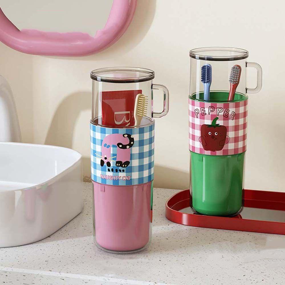 

Dustproof Toothbrush Cup Plastic Toothpaste Holder Creative Travel Mouthwash Cup Student зелёный
