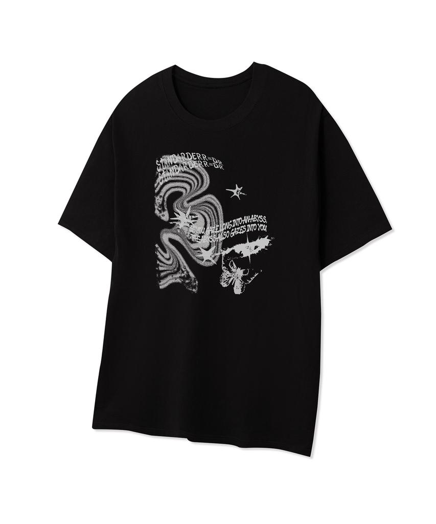 STANDARDERROR 87-Stan333 Y2K Cyber Butterfly Crack Solid Short Sleeve T-Shirt (2 Colors)