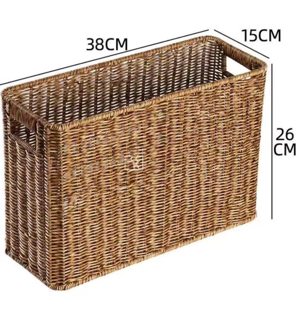 Imitation Rattan Weave Storage Basket for Home, Toys, Books, and Living Room Organization
