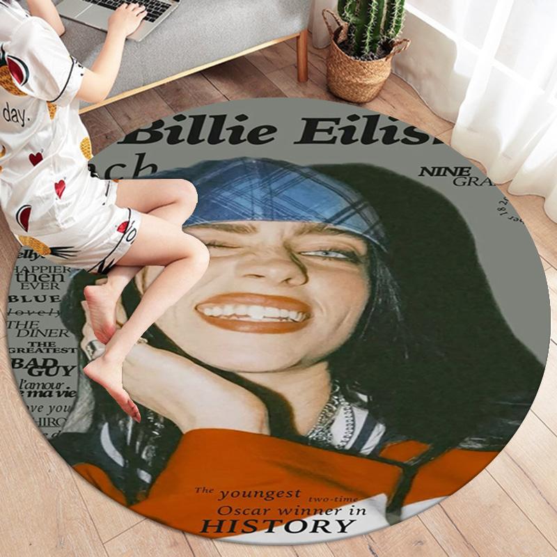 Billie Eilish Round Area Rug,Carpet Rug for Living Room Bedroom Sofa Playroom Decor,Non-slip Floor Mat