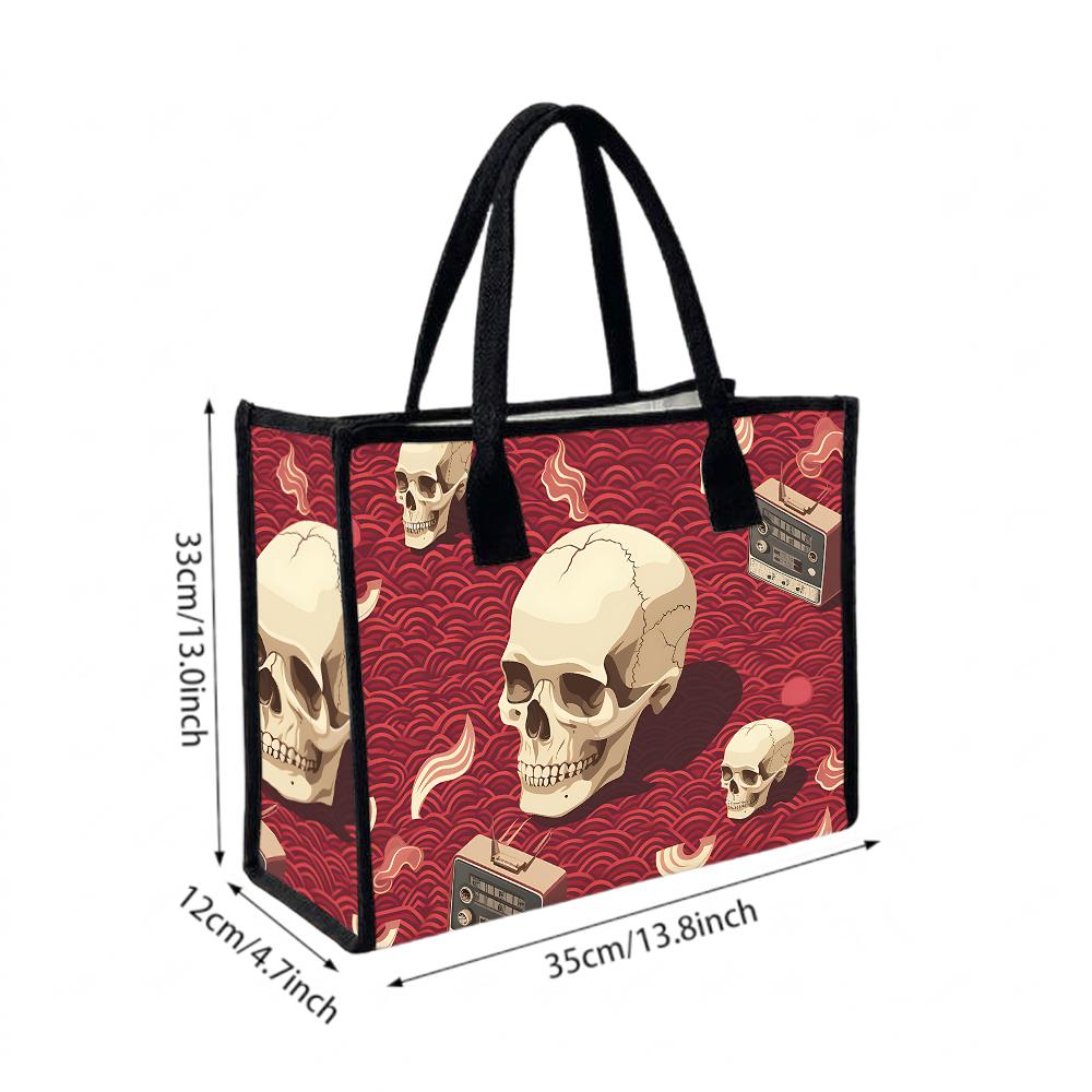 Gothic Skull Pattern Tote Bag Casual Vintage Daily Shopping Bag
