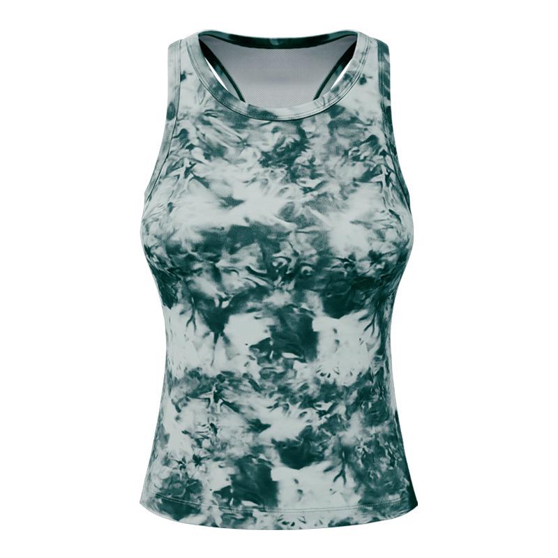

Women s Summer Yoga Tank Top with Chest Pad - Printed Slimming Fitness Wear for Running and Outdoor Sports Extra Large