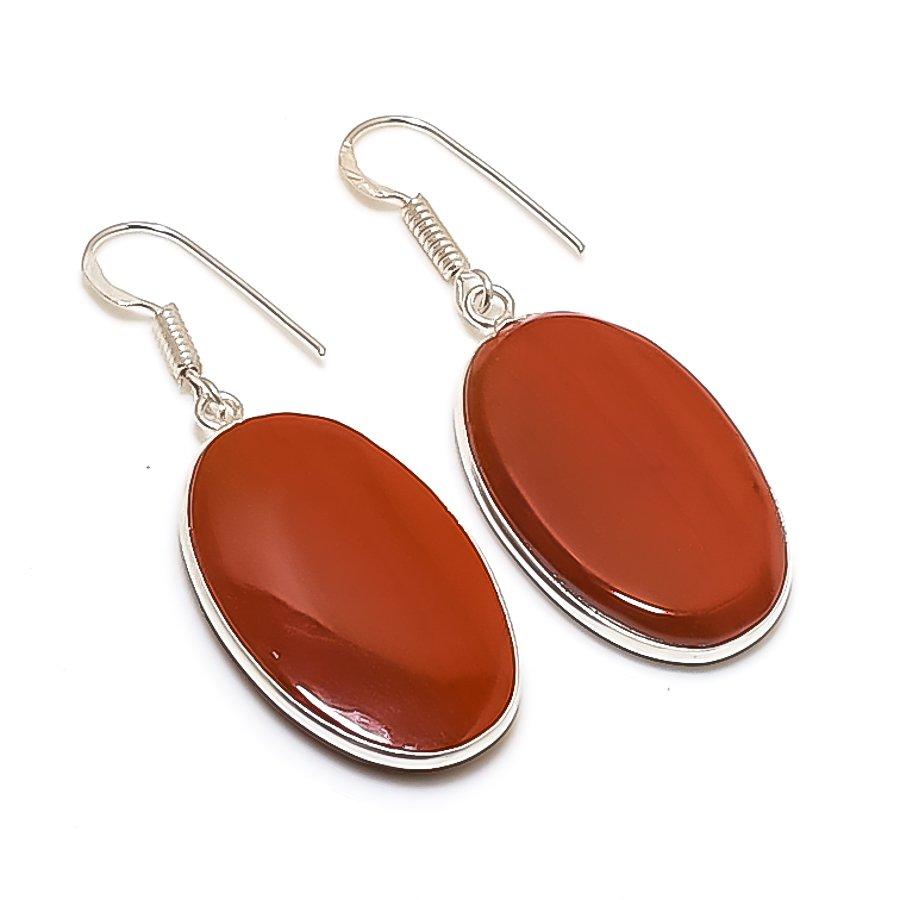 Natural Red River Jasper Gemstone 925 Sterling Silver Jewelry Earring 1.89  AE-11981