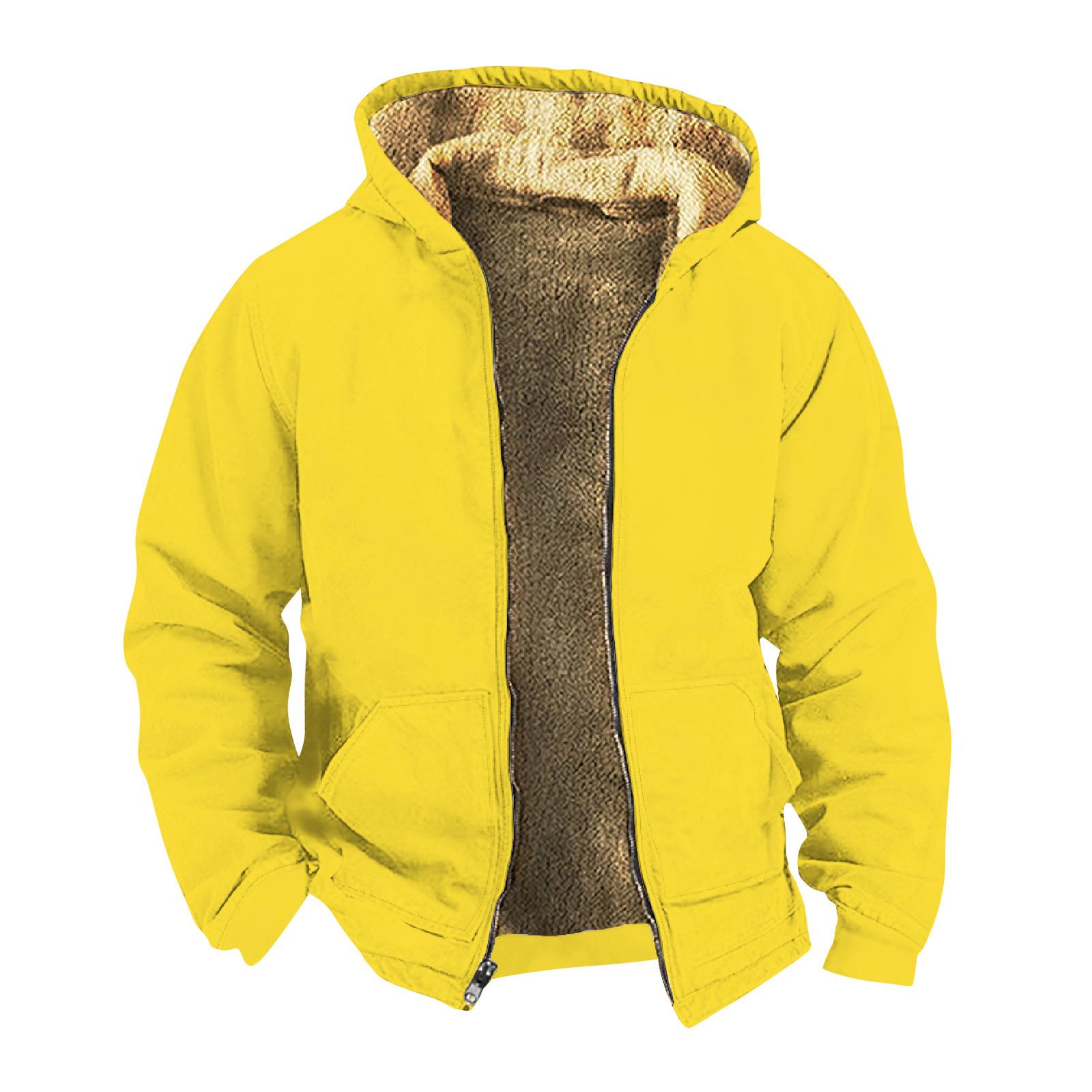 

Мужская однотонная куртка, мужская весенняя и повседневная трендовая куртка на молнии с капюшоном XL жёлтый