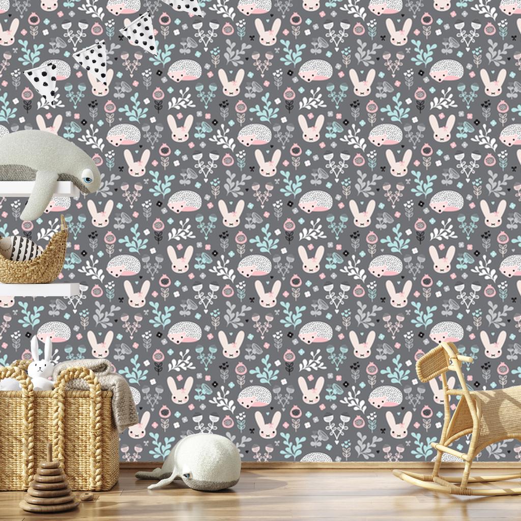 Wallpaper Animals Hares and Plants for Living Room and Bedroom 50x1000