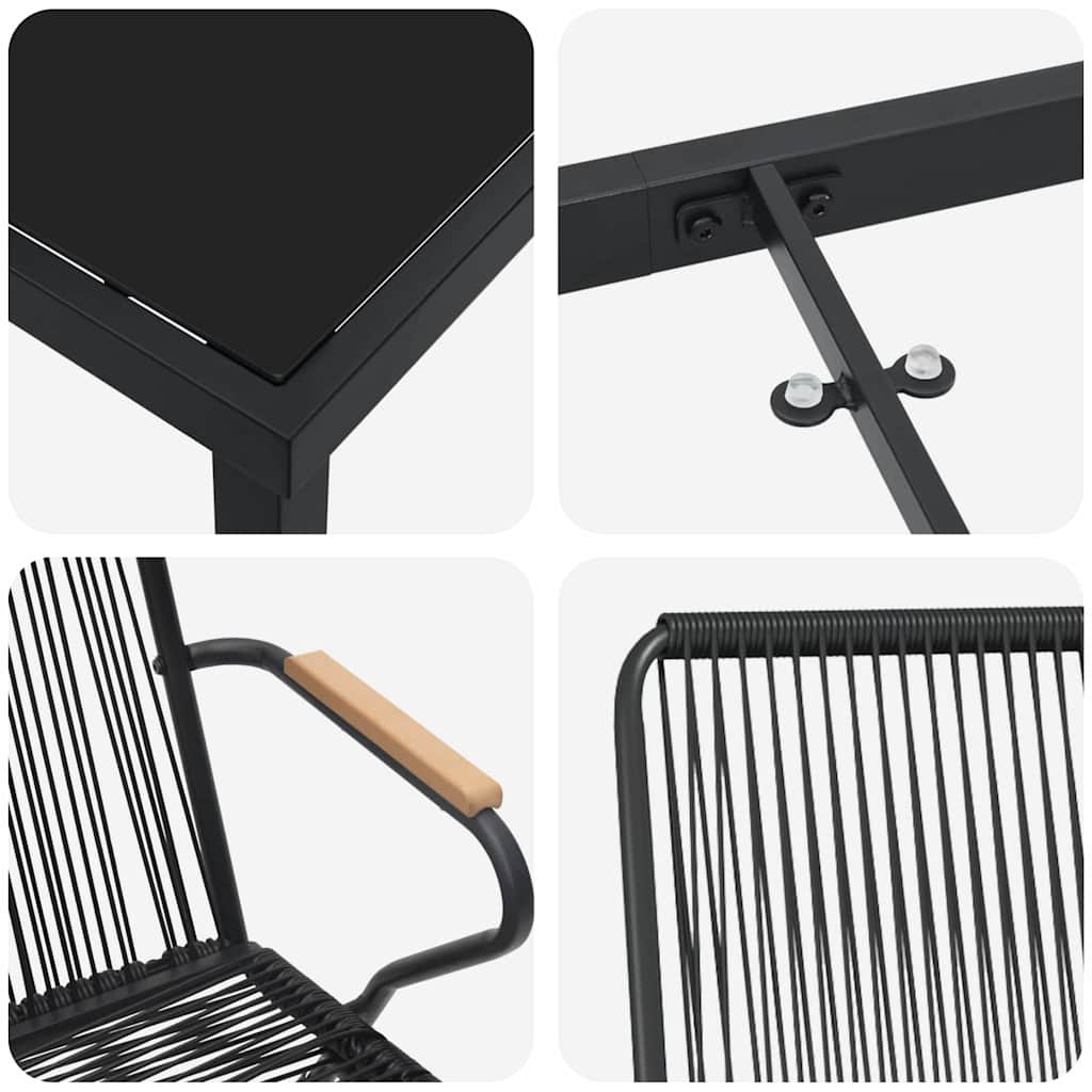 Outdoor Dining Set 7 pcs Black Powder Coated Steel