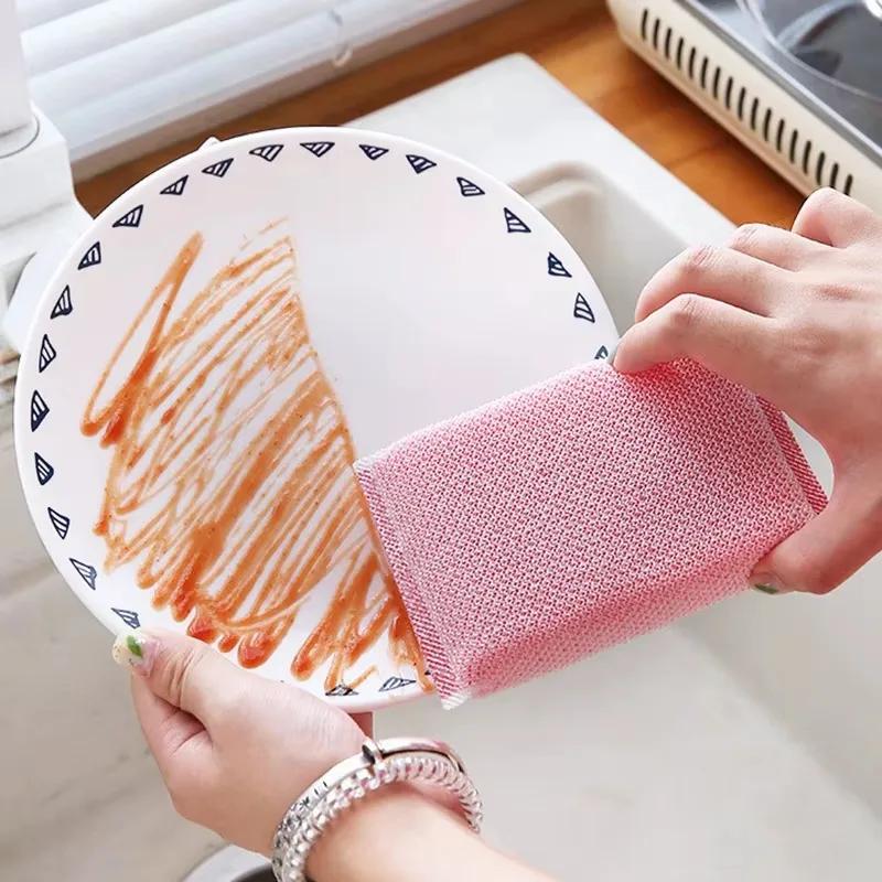 3pcs/6pcs Dishwashing Sponge Brush High Density Sponge Blocks Kitchen Supplies Brushing Bowl Cloth Washing Pot Sponge Durable
