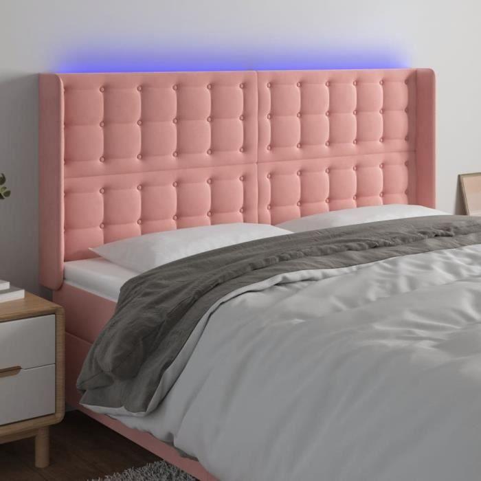 3124541 vidaXL Tête de lit à LED Rose 163x16x118-128 cm Velours