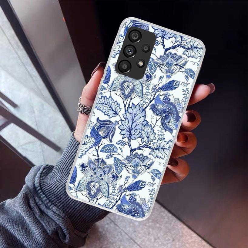 Blue And White Porcelain Phone Case For Samsung Galaxy A12 A52S A42 A32 A22 A51 A50 Note 20 Ultra 10 S10 Plus A71 A70 A31 A30 A1