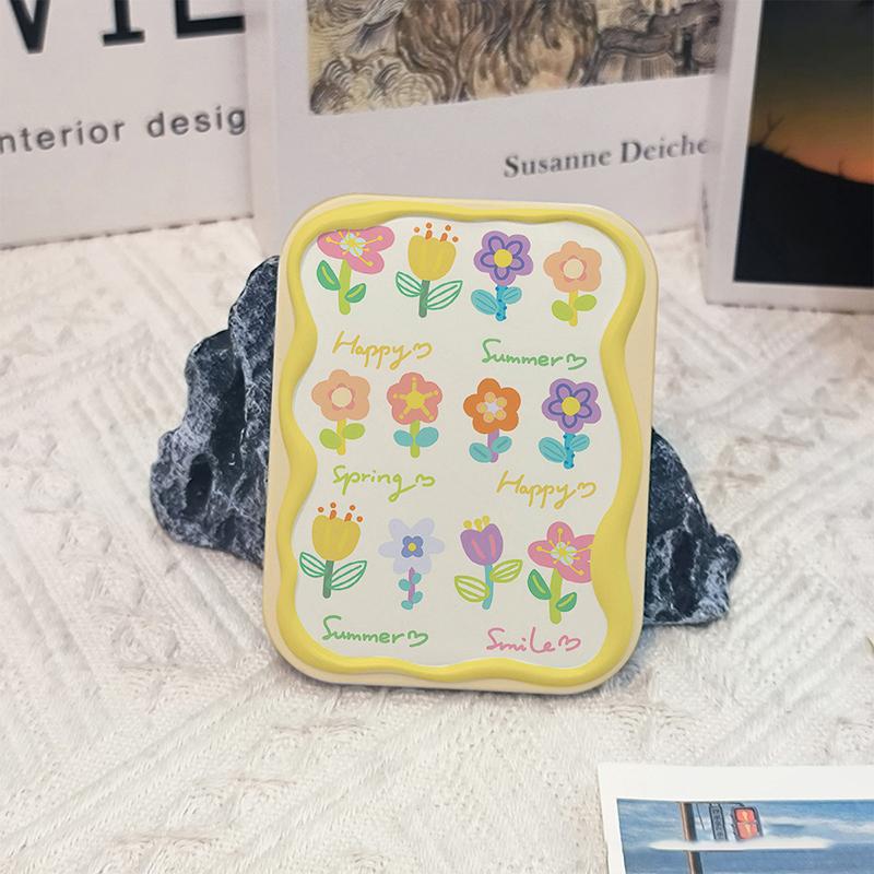 

Flowers Flip Folding Makeup Mirror Portable Pocket Mirror Ladies Rectangular Makeup Mirror With Comb