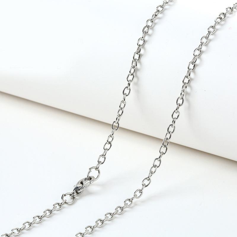 Cross Chain 0-Character Necklace Women'S Trinket, Men'S White Steel Jewelry White Cross With Chain