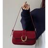 2026 Korean Retro Burgundy Horseshoe Buckle Portable Underarm Bag Feeling Fashionable Versatile Shoulder Messenger Bag Women