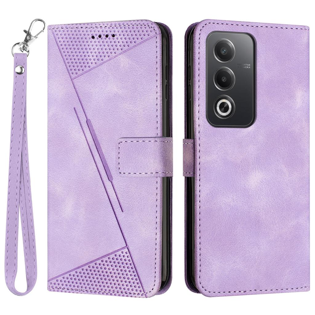 For Oppo A3 Pro (Global) 5G/A3 Pro (India) 5G/K12x 5G (India) Case Triangle Pattern Leather Phone Cover with Hand Strap Card Slots