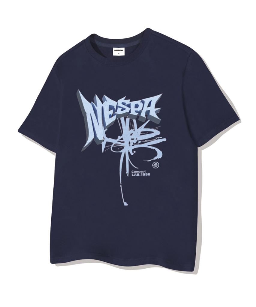 Neseupaseutyudio Blue Artwork Oversized Short Sleeve T-Shirt 4 Colors [Nsse_1005]