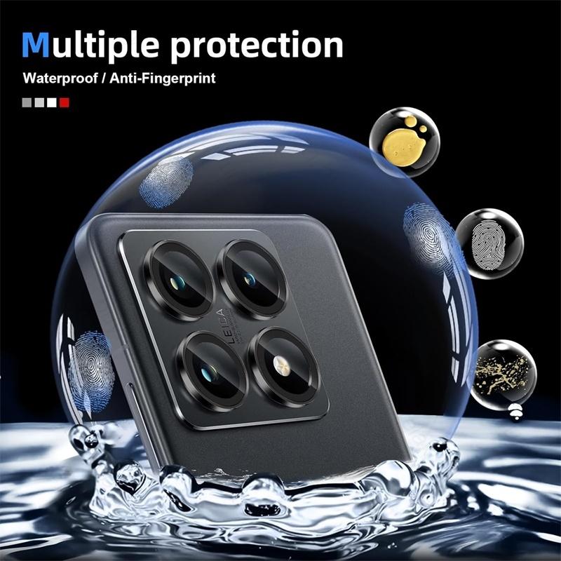 4Pcs/lot Black Metal Ring+Tempered Glass Lens Protector for Xiaomi 14T / 14T Pro  14TPro HD Clear Glass Camera Film